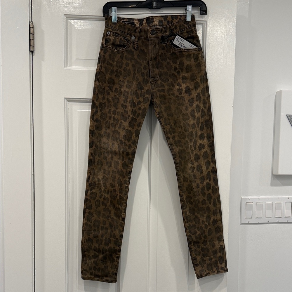 R13 Leopard Print High Rise Skinny Jeans